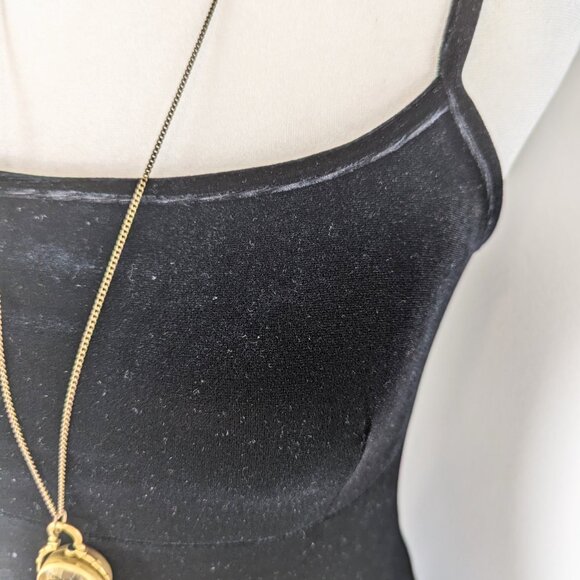 Vintage Late 90s Y2K Black Velvet Cropped Babydoll Cami Top Size Junior's Large - Picture 4 of 5